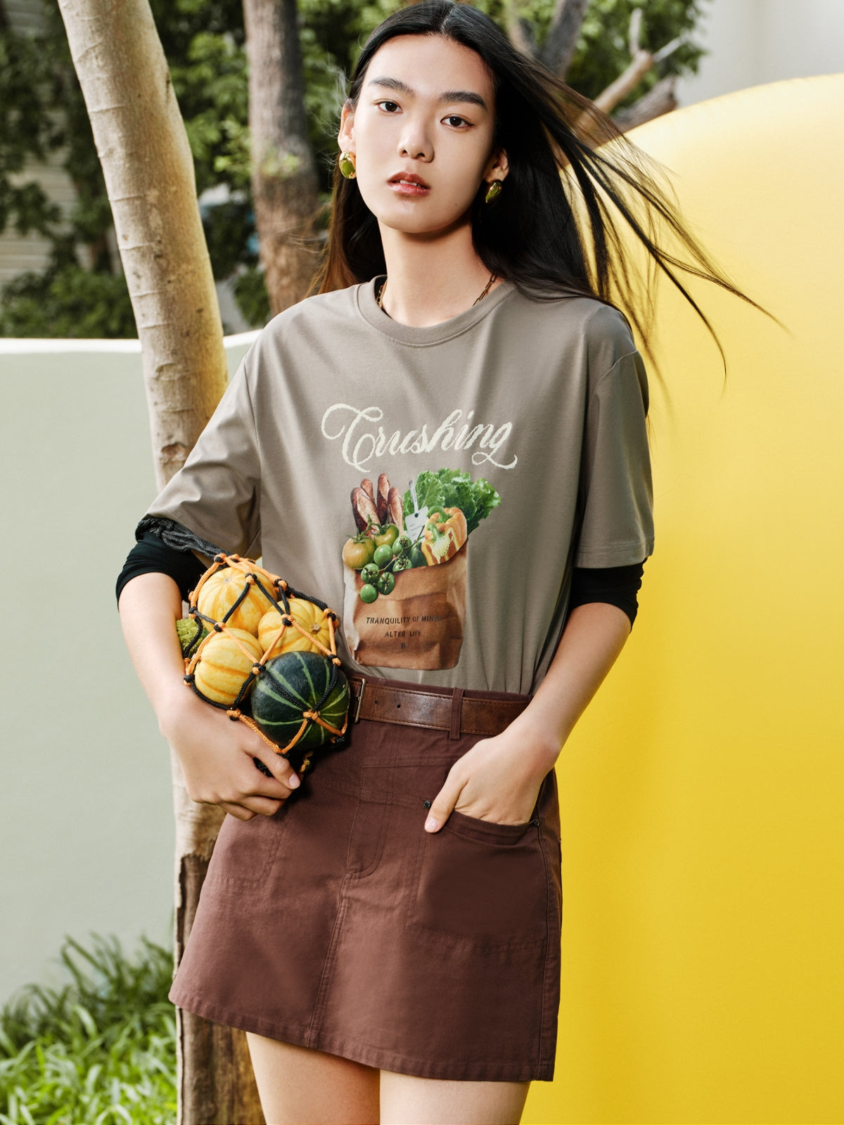 Women's Cooling T-Shirt with Vegetable Print