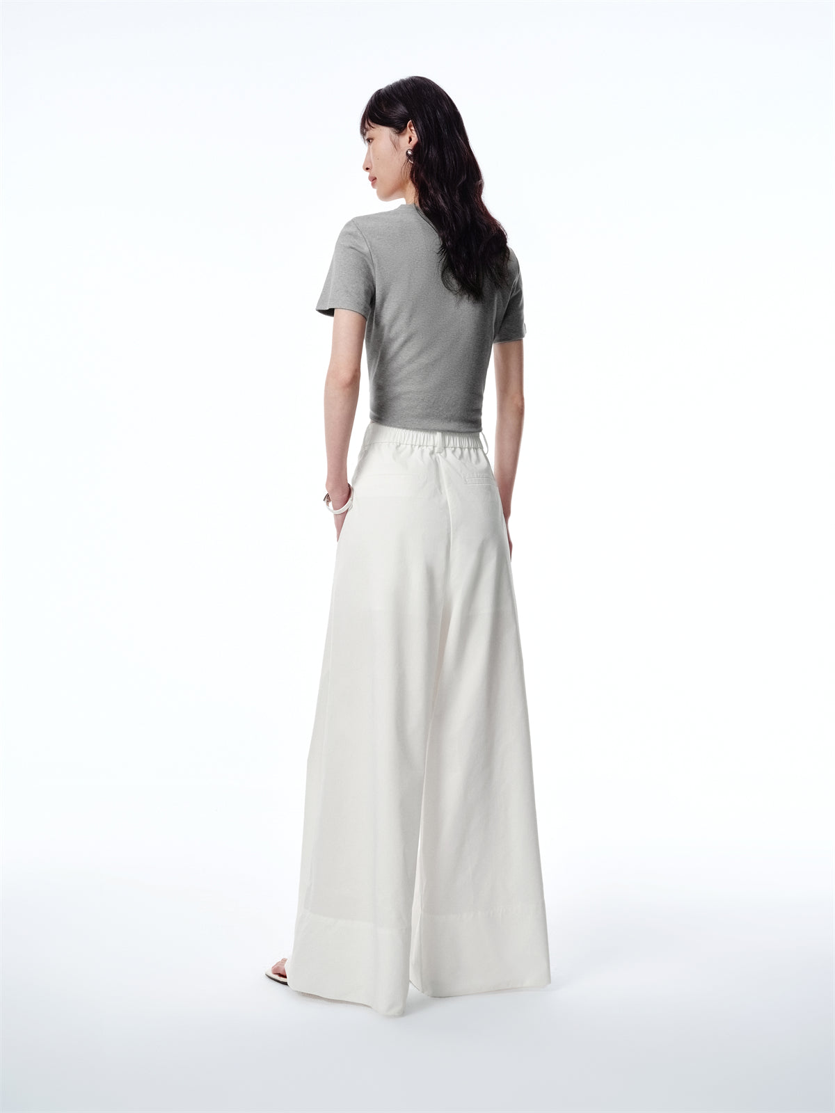 Women's Pleated T-Shirt with Henley Collar