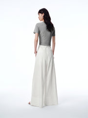 Women's Pleated T-Shirt with Henley Collar