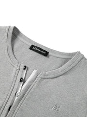 Women's Pleated T-Shirt with Henley Collar