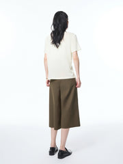 Women's Wool Embroidered Knit T-Shirt