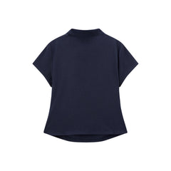 Women's Pleated Waist Polo Neck T-Shirt