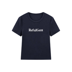 Women's Slim Fit T-Shirt with Flocked Letter Print