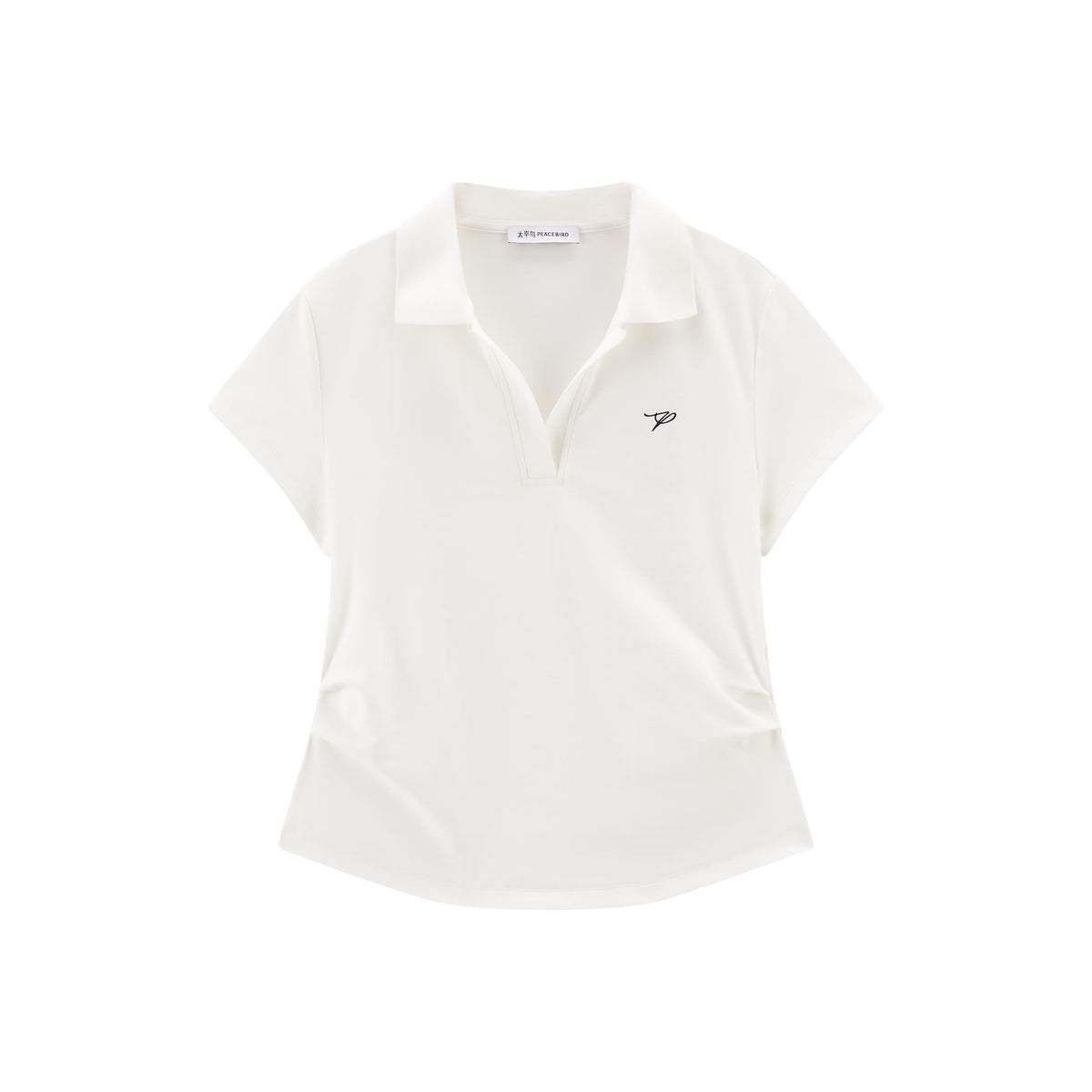 Women's Contrast Color Embroidered Polo Neck T-Shirt