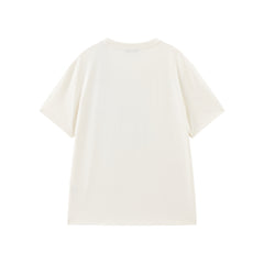 Women's lace flocking large pattern loose T-shirt