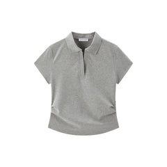 Women's Polo Collar Fitted Waist Short Sleeve Tee