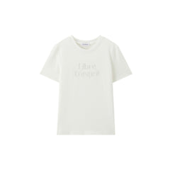 Women's Casual Contrast-Velvet Letter  T-Shirt
