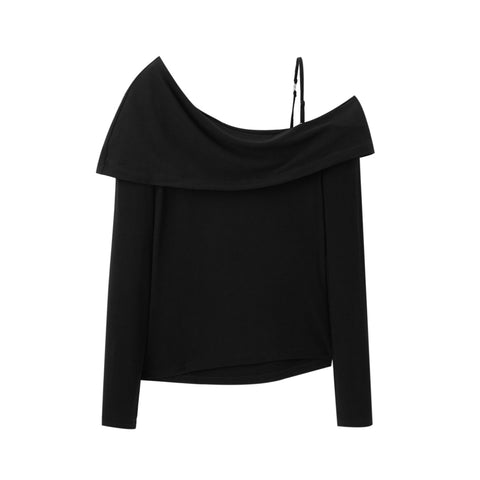 Women's One-Shoulder Asymmetrical Long-Sleeve T-Shirt