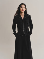 Women's Wide-Lapel Long-Sleeve Knit Cardigan