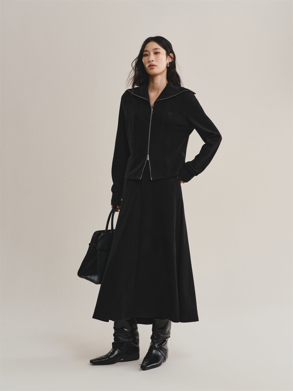 Women's Wide-Lapel Long-Sleeve Knit Cardigan