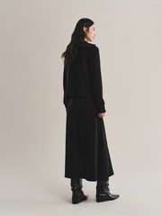 Women's Wide-Lapel Knit Cardigan & Skirt Set