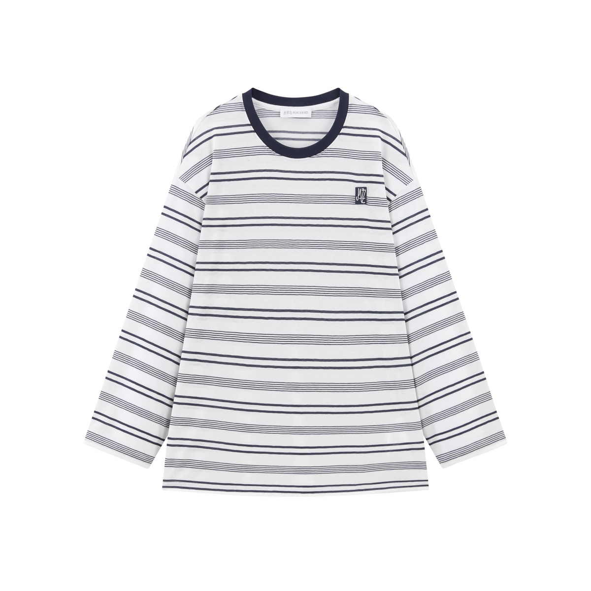 Women's Oversized Drop-Shoulder Striped T-Shirt  [Available only in China]