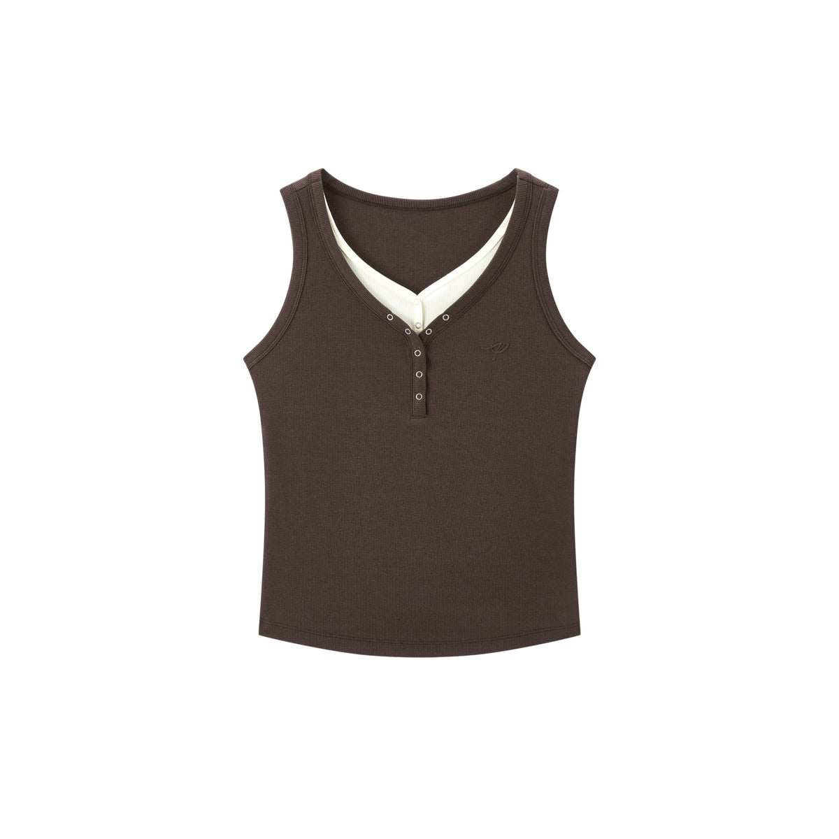 Women's Casual Contrast-Color Henley Tank Top