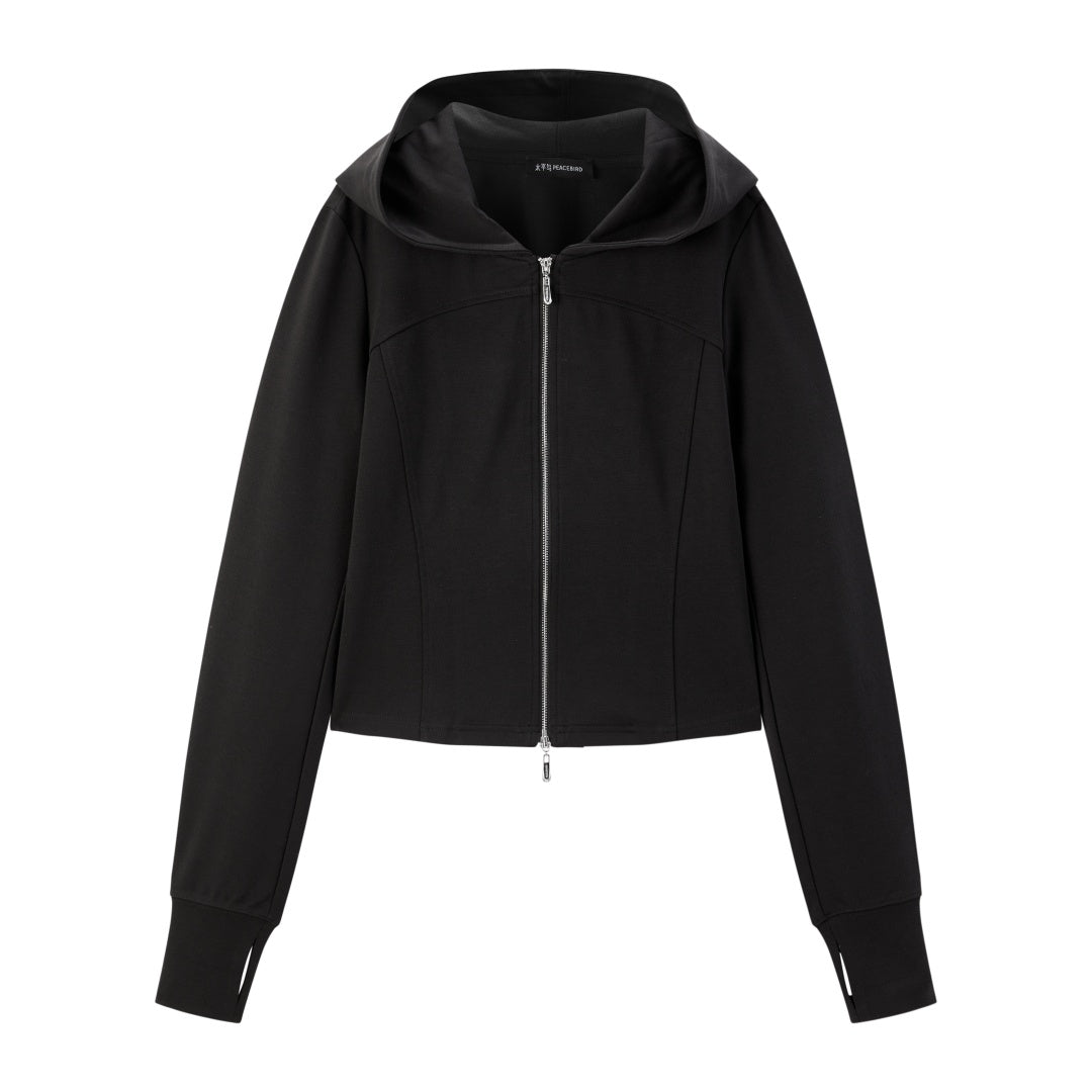 Women's Slim-Fit Double-Zip Hooded Sweatshirt