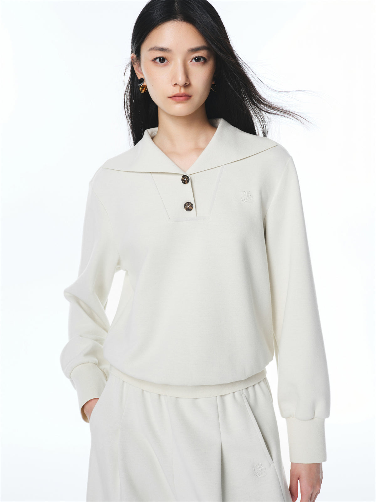 Women's Slim Shawl Collar Pullover Sweatshirt