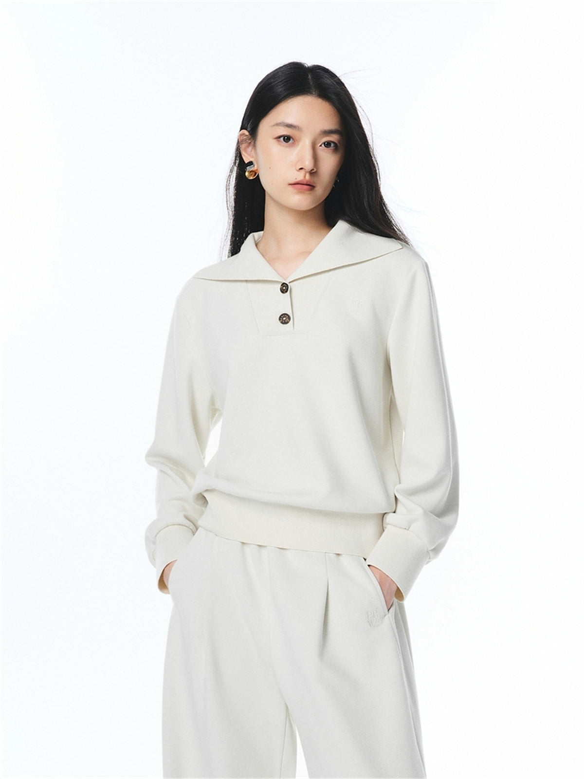 Women's Slim Shawl Collar Pullover Sweatshirt
