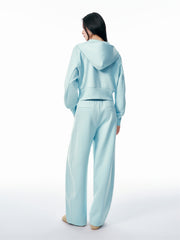 Women's Mint Cropped Hooded Zip-Up Sweatshirt