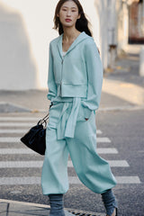 Women's Mint Cropped Hooded Zip-Up Sweatshirt