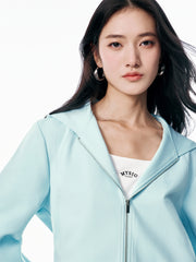 Women's Mint Cropped Hooded Zip-Up Sweatshirt