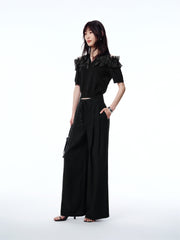 Women's Off-Shoulder Organza Knit Cardigan