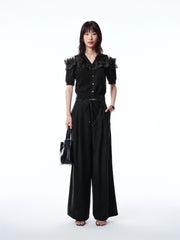 Women's Off-Shoulder Organza Knit Cardigan