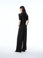 Women's Off-Shoulder Organza Knit Cardigan