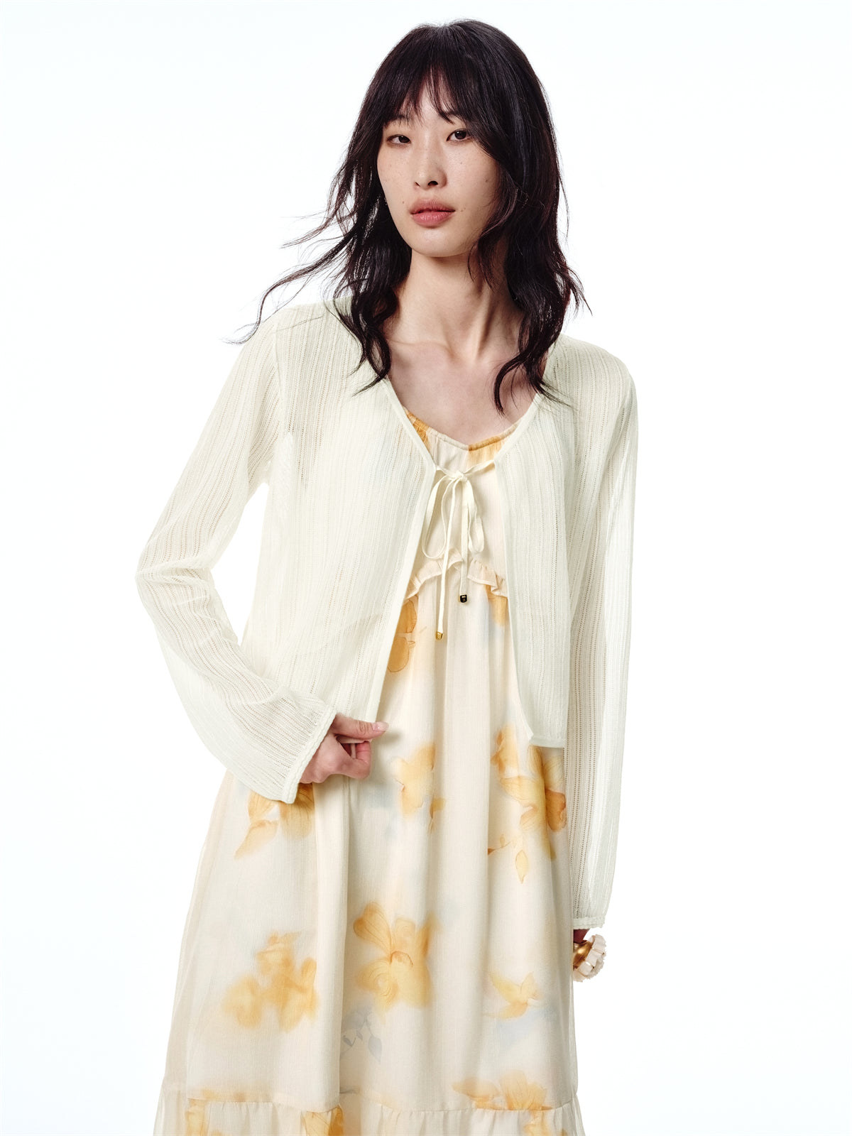 Women's Cropped Tie-Front Knit Cardigan