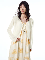 Women's Cropped Tie-Front Knit Cardigan