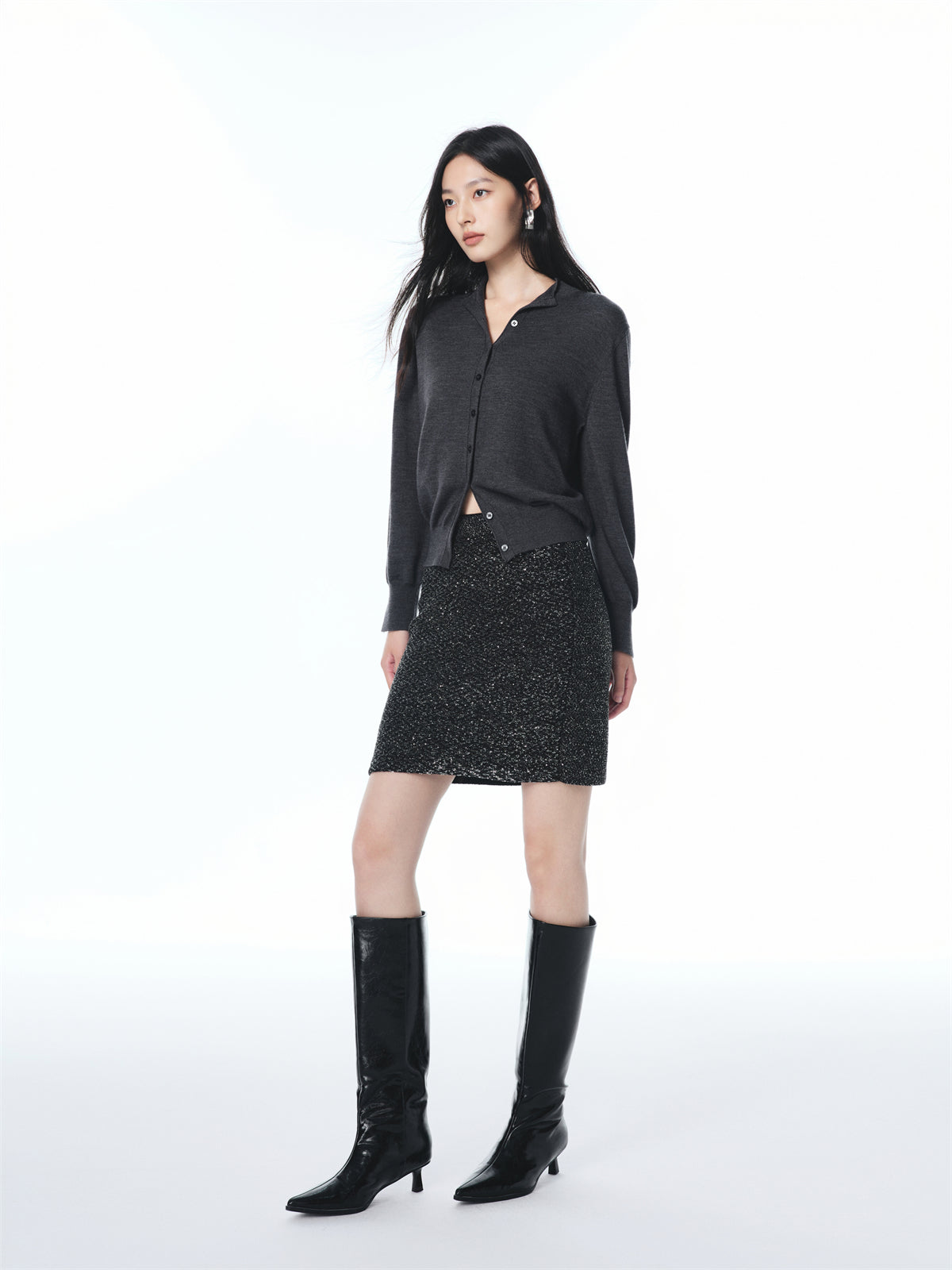 Women's Machine-Washable Wool Knit Cardigan