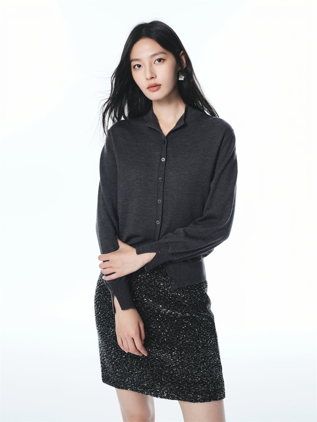 Women's Machine-Washable Wool Knit Cardigan