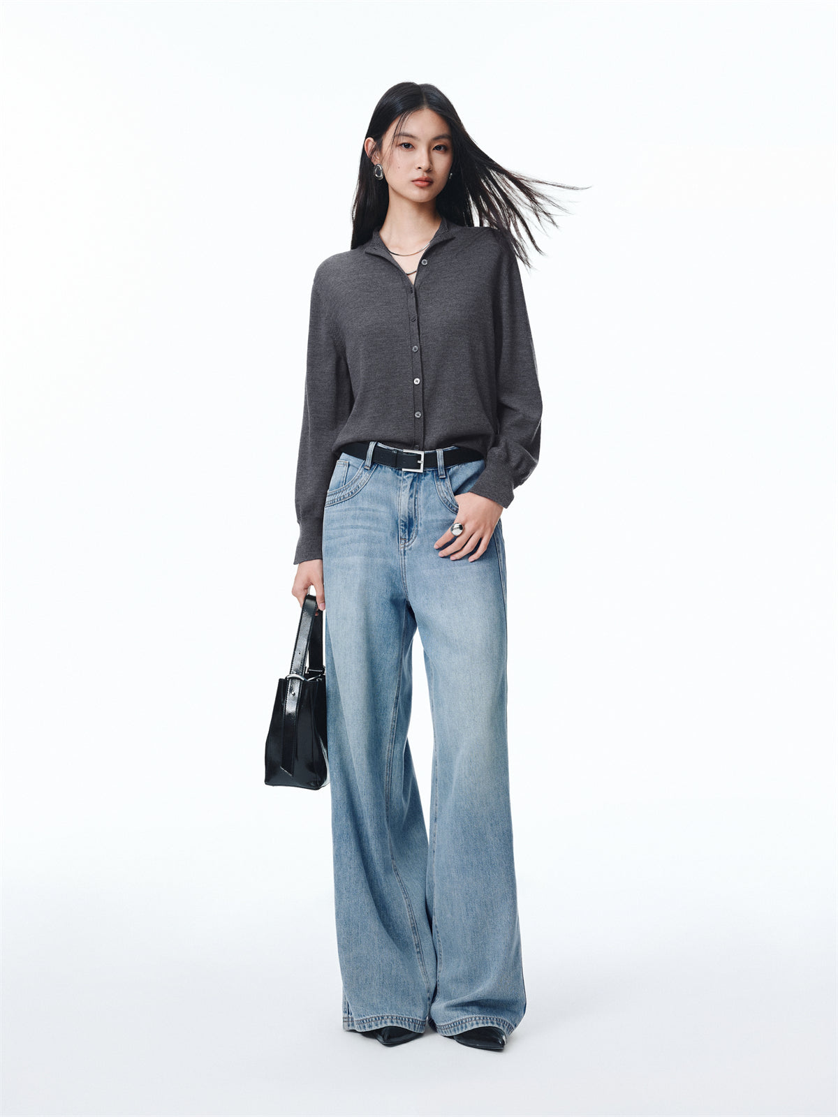 Women's Machine-Washable Wool Knit Cardigan
