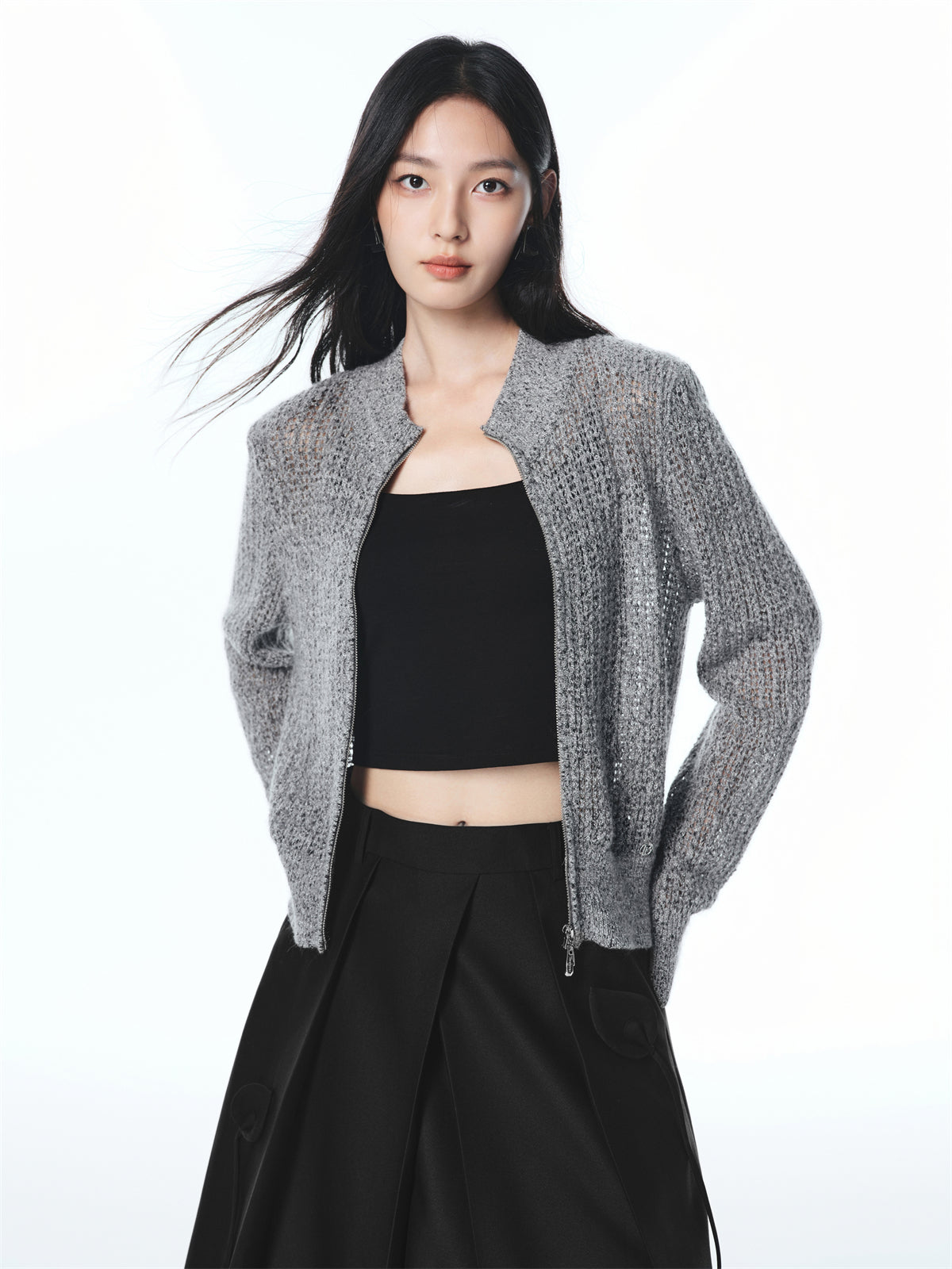 Women's Slim-Fit Openwork Knit Cardigan