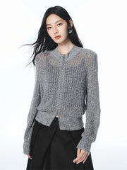 Women's Slim-Fit Openwork Knit Cardigan