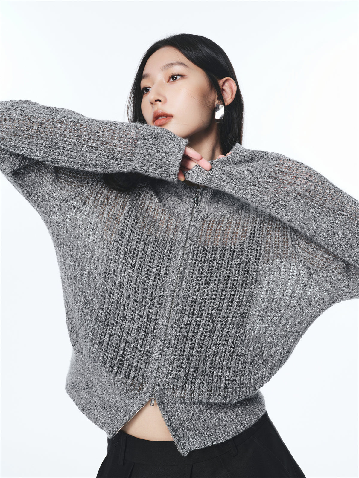 Women's Slim-Fit Openwork Knit Cardigan