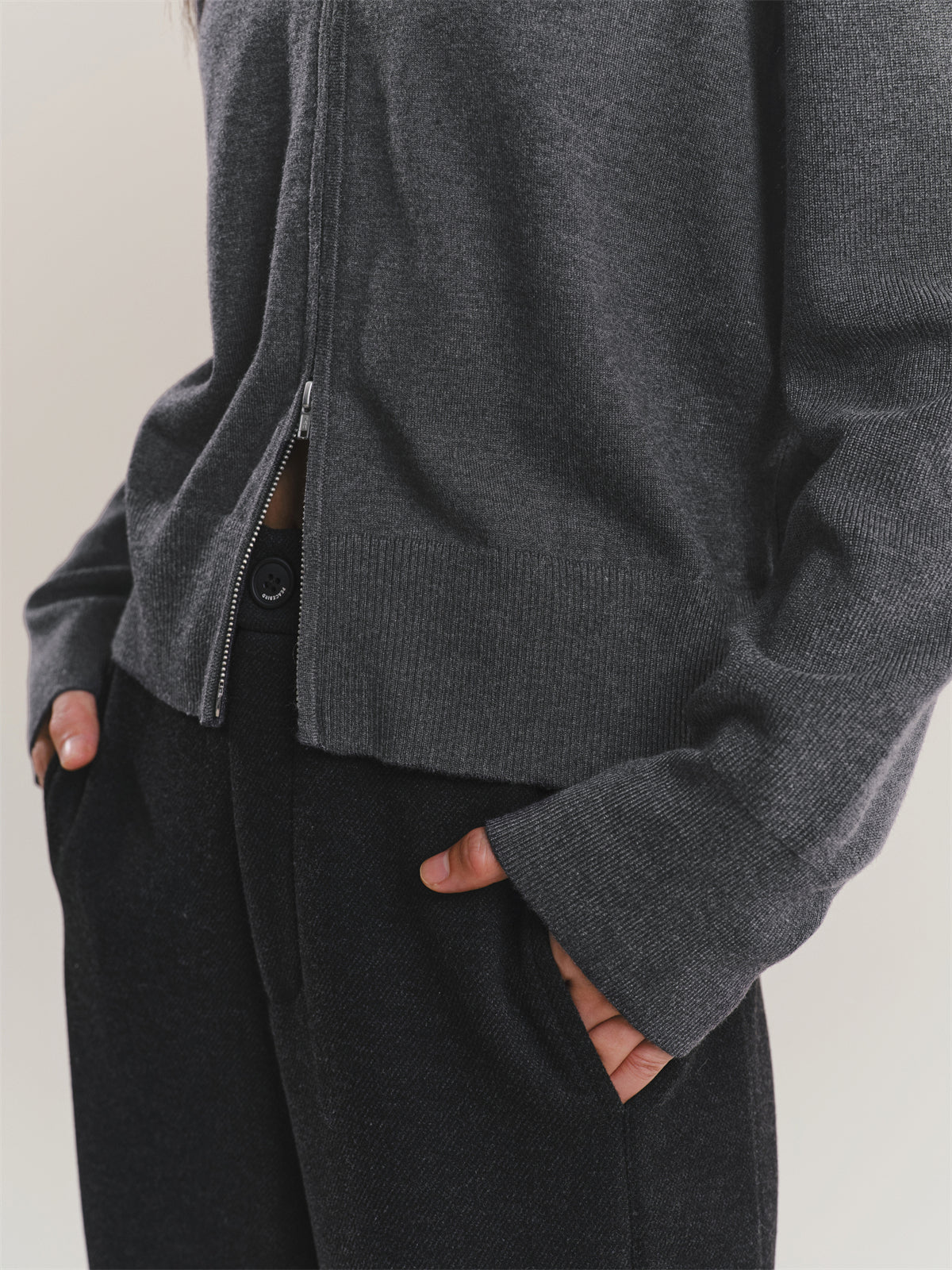 Women's Cropped Padded-Shoulder Hooded Cardigan