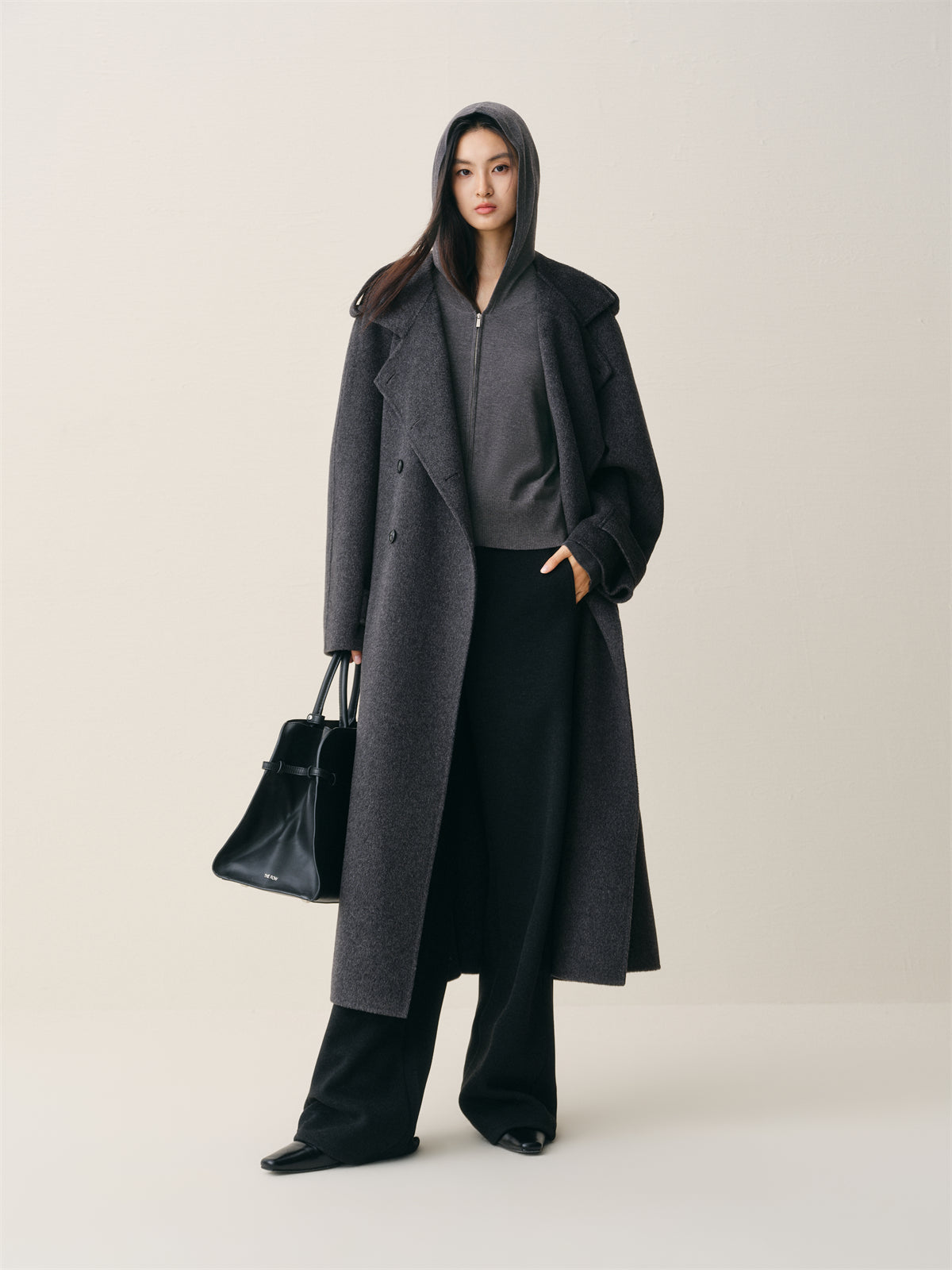 Women's Cropped Padded-Shoulder Hooded Cardigan