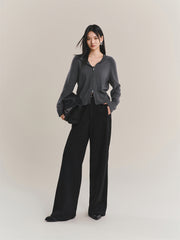Women's Cropped Padded-Shoulder Hooded Cardigan