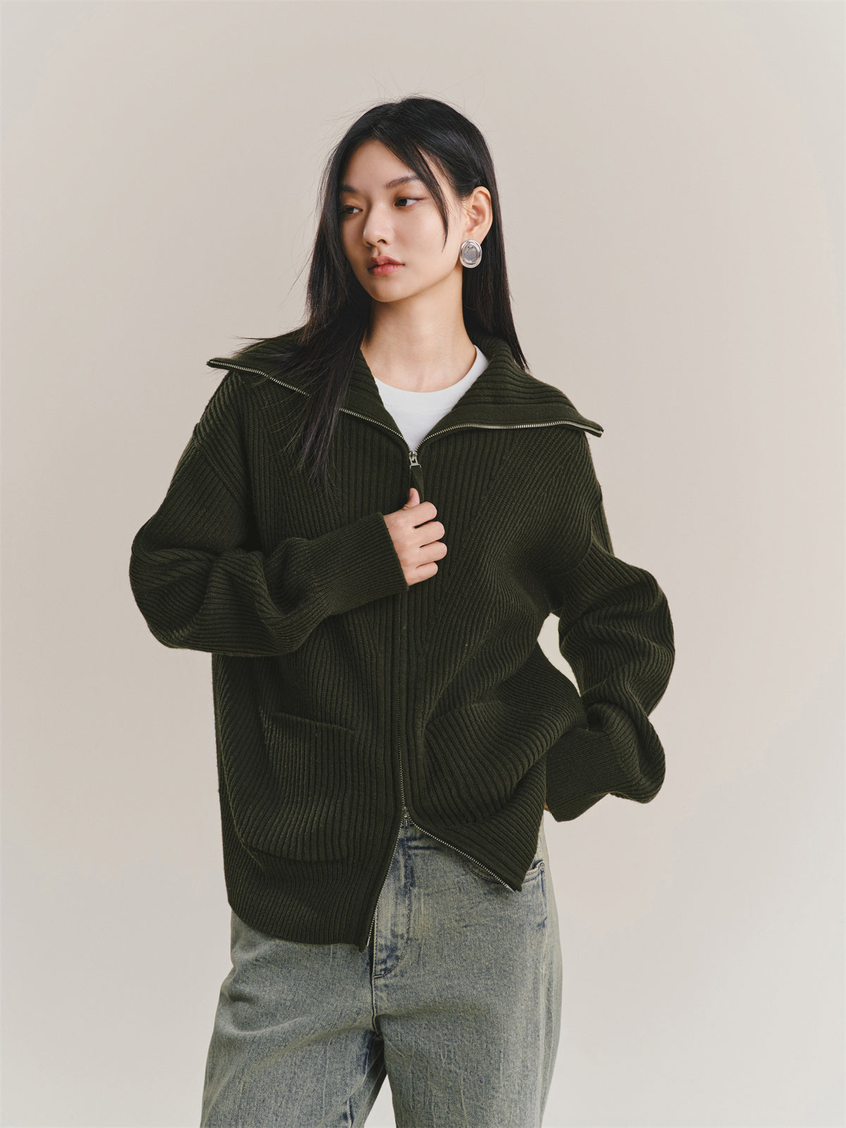 Women's Goatskin-Blend Knit Cardigan