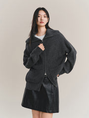 Women's Goatskin-Blend Knit Cardigan