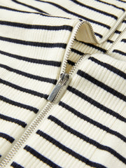 Women's Wool-Blend Striped Wide-Lapel Knit Sweater
