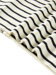 Women's Wool-Blend Striped Wide-Lapel Knit Sweater