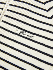 Women's Wool-Blend Striped Wide-Lapel Knit Sweater