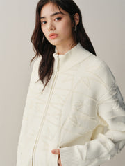 Women's Wool-Blend Star-Jacquard Knit Cardigan