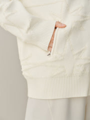 Women's Wool-Blend Star-Jacquard Knit Cardigan