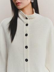 Women's Wool-Cashmere Blend Mock-Neck Cardigan