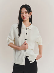 Women's Wool-Cashmere Blend Mock-Neck Cardigan