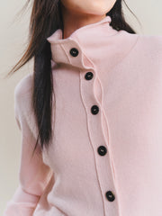 Women's Wool-Cashmere Blend Mock-Neck Cardigan