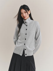 Women's Wool-Cashmere Blend Mock-Neck Cardigan