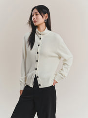 Women's Wool-Cashmere Blend Mock-Neck Cardigan