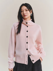 Women's Wool-Cashmere Blend Mock-Neck Cardigan